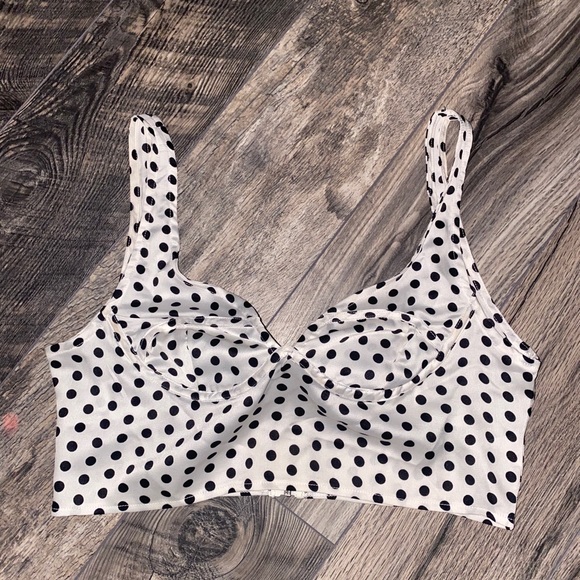 PrettyLittleThing Tops - White Satin Polka Dot V-Wire Underwire Bralet